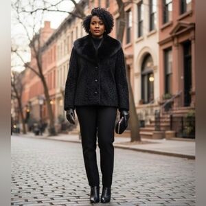 Broadtail Jacket w/Large Black Mink Collar